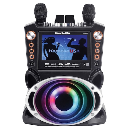 Karaoke Usa GF946 DVD/CD+G/MP3+G 35-Watt Karaoke System 7" TFT Digital Screen, LED Lights, HDMI Output, &2 Micro GF946